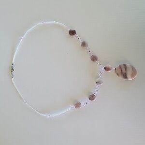 Pink Grey Marbled Pendant Necklace